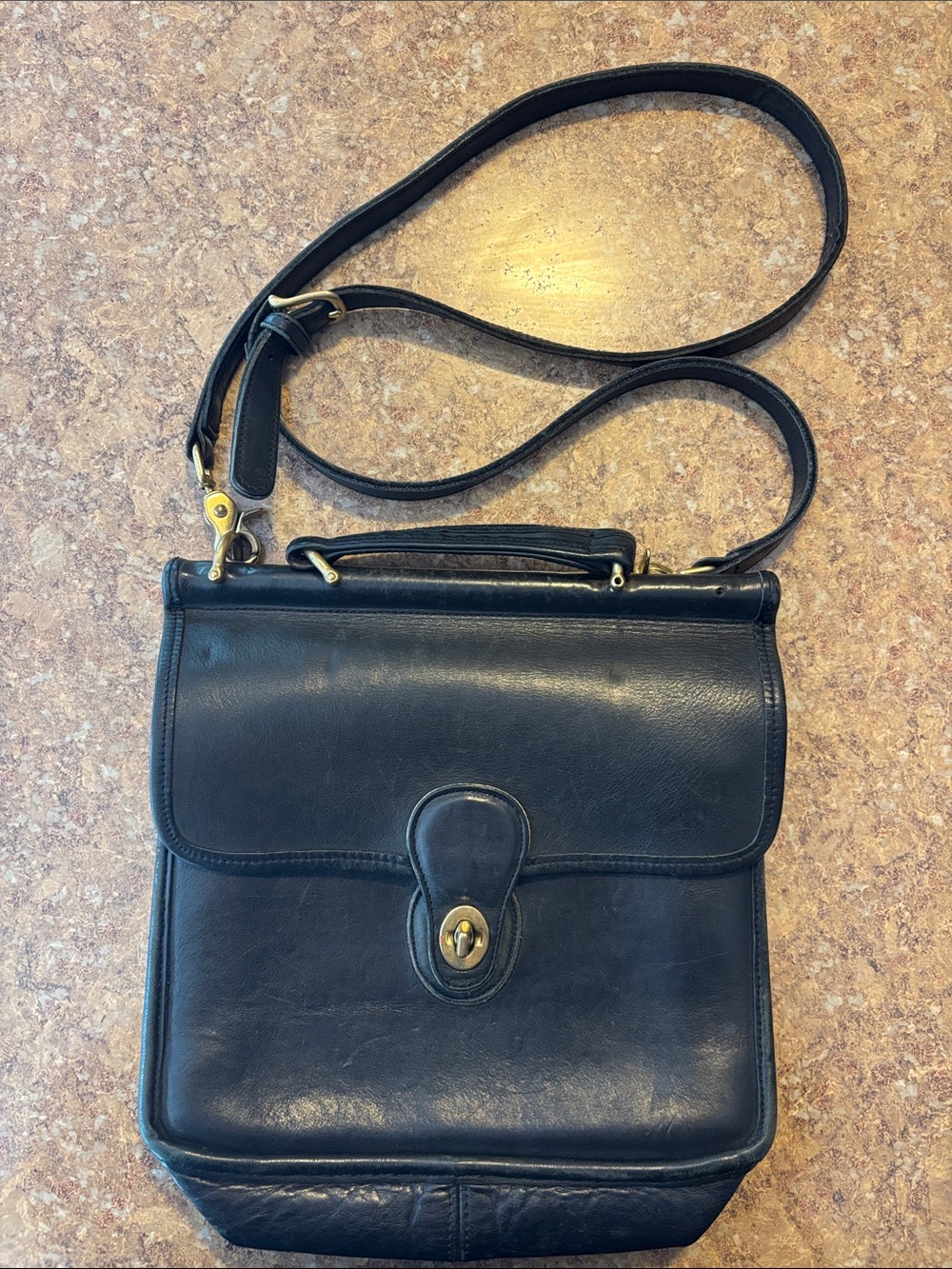 Vintage Coach Black Leather Crossbody